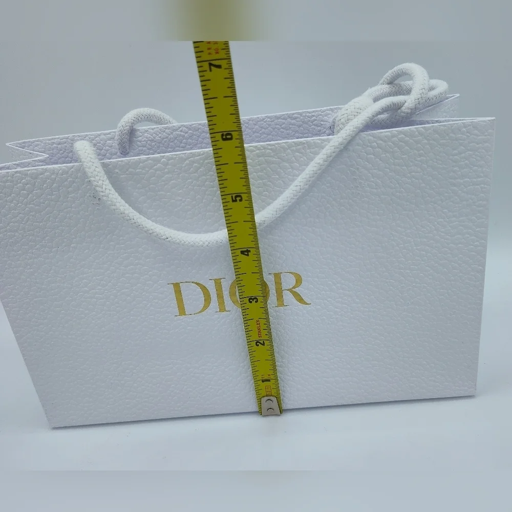 Dior White Pebbled Gift Bag 2021–2023 | Gold Logo | Luxury Packaging EUC